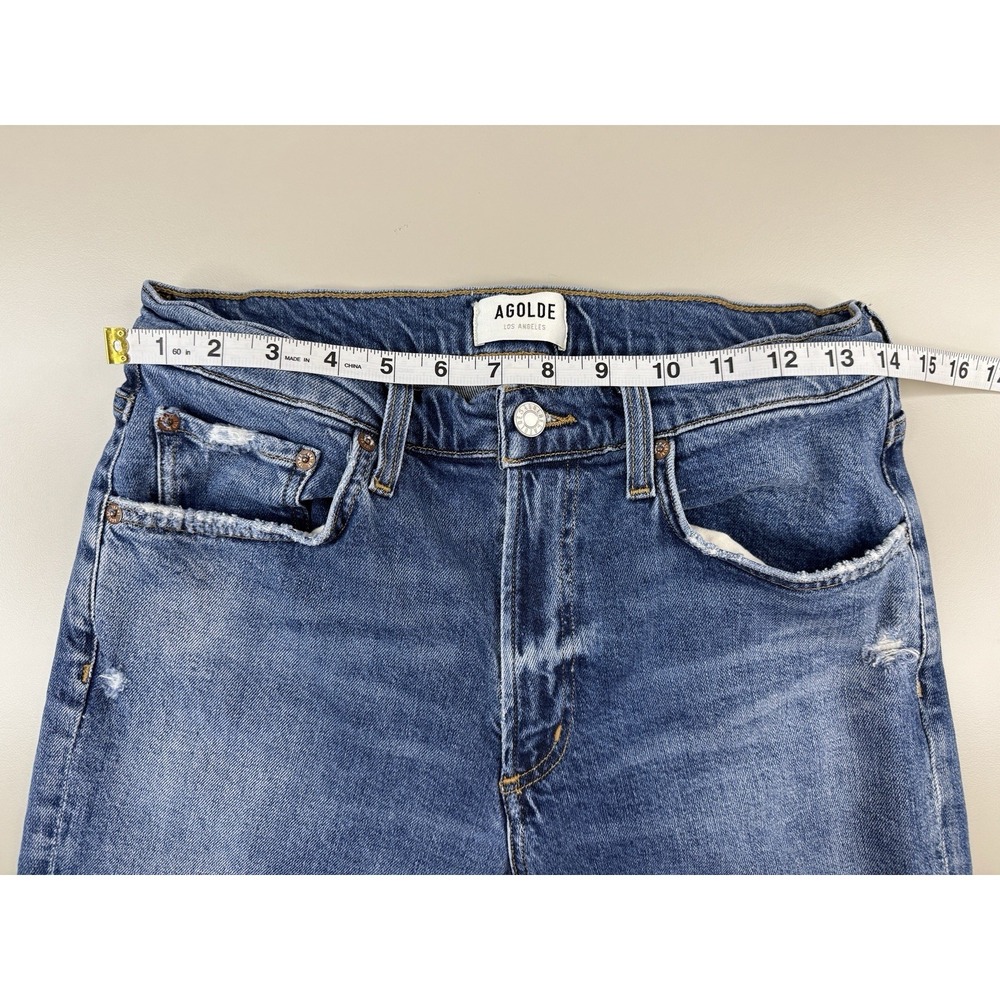 AGOLDE Kye Straight Jeans Womens 28 Blue Vintage Wash Cropped High Rise Boho - Picture 6 of 14